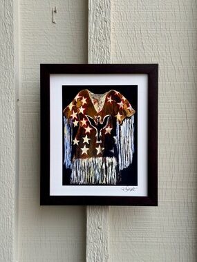 Fringed Star Motif Wall Art Print - Indian Ghost Dance Shirt Framed Fine Art